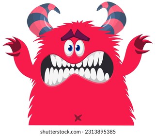 Funny cartoon monster illustration. Vector illustration isolated on white