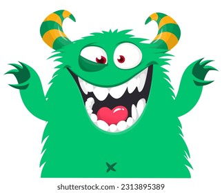 Funny cartoon monster illustration. Vector illustration isolated on white