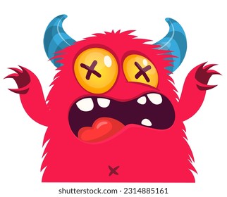 Funny cartoon monster illustration. Vector illustration isolated on white