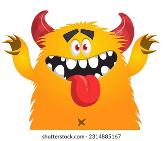 Funny cartoon monster illustration. Vector illustration isolated on white