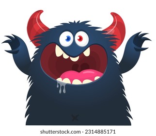 Funny cartoon monster illustration. Vector illustration isolated on white