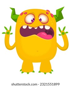 Funny cartoon monster illustration. Vector isolated