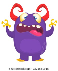 Funny cartoon monster illustration. Vector isolated