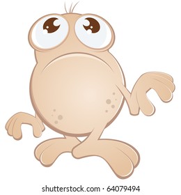 funny cartoon monster is looking up