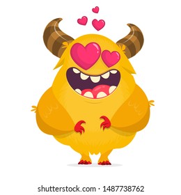 Funny cartoon monster in love. Vector illustration for St. Valentine's Day