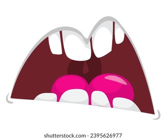Funny cartoon monster mouth full of teeth.  Illustration for mask or party decoration.
 Halloween design. 