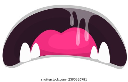 Funny cartoon monster mouth full of teeth.  Illustration for mask or party decoration.
 Halloween design. 