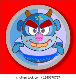 Funny Cartoon Monster and Ogres Faces - Icons - Colorful Fluffy Characters - Funny  face.