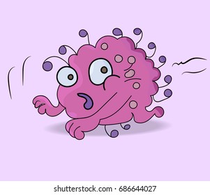 Funny  Cartoon Monster on pink background
