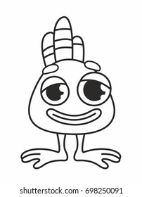 Funny cartoon monster on the white background. Vector cute illustration for kids