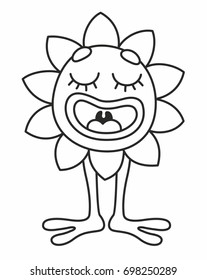 Funny cartoon monster on the white background. Vector cute illustration for kids
