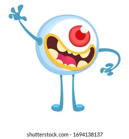 Funny cartoon monster with one big eye. Vector illustration