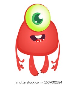 Funny cartoon monster with one eye. Vector illustration of cute monster cyclops