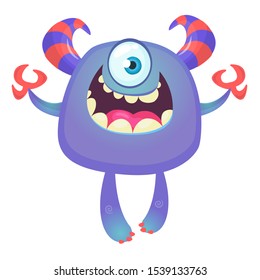 Funny cartoon monster with one eye. Vector illustration of cute monster cyclops