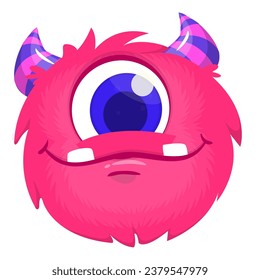 Funny cartoon monster with one eye. Illustration of cute and happy alien creature