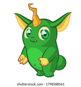 Funny cartoon monster with one horn. Vector illustration of mythical creature