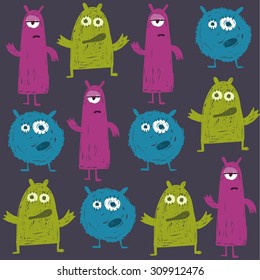 funny cartoon monster pattern design