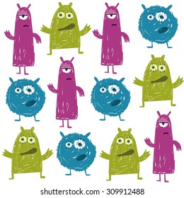 funny cartoon monster pattern design