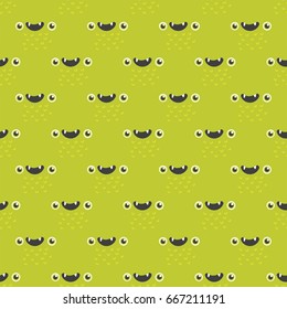 Funny cartoon monster seamless pattern alien character creature happy illustration devil colorful animal background vector.