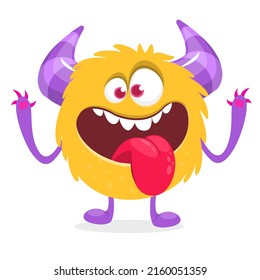 Funny cartoon monster showing tongue. Vector isolated