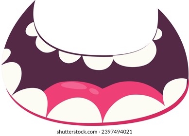 Funny cartoon monster smiling mouth full of teeth.  Illustration for mask or party decoration.
 Halloween design. 