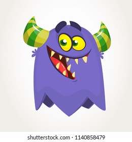 Funny cartoon monster smiling. Vector clipart