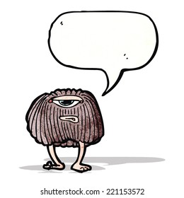 monstruo de caricaturas divertidas con burbuja de habla