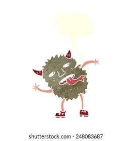 funny cartoon monster with speech bubble