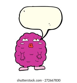 funny cartoon monster with speech bubble