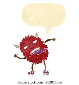 lustiges Cartoon-Monster mit Sprachblase