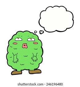 funny cartoon monster with thought bubble