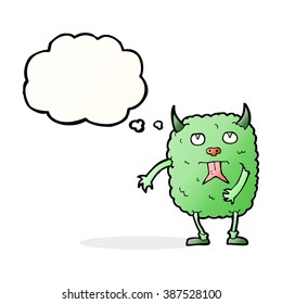 monstruo de caricatura divertido con burbuja de pensamiento