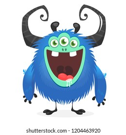 Funny cartoon  monster with three eyes. Vector illustration