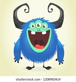 Funny cartoon  monster with three eyes. Vector illustration