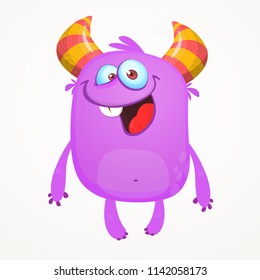 Funny cartoon monster. Vector Halloween purple monster
