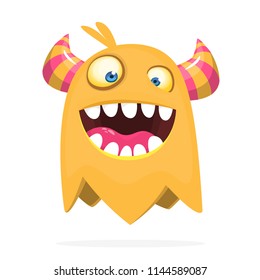Funny cartoon monster. Vector Halloween orange monster. 