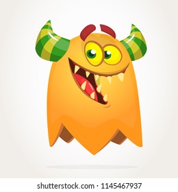 Funny cartoon monster. Vector Halloween orange monster. Big set of cartoon monsters