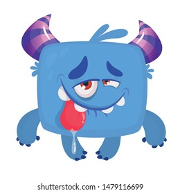 Funny cartoon monster. Vector Halloween illustration