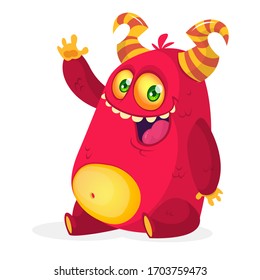 Funny cartoon monster. Vector Halloween illustration