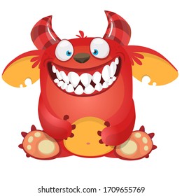 Funny cartoon monster. Vector Halloween illustration