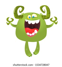 Funny cartoon monster. Vector illustration of cute monster character