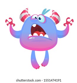 Funny cartoon monster. Vector illustration of cute monster character