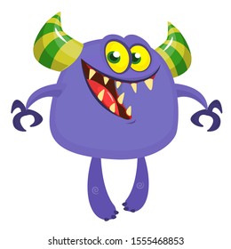 Funny cartoon monster. Vector illustration of cute monster character