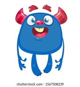 Funny cartoon monster. Vector illustration of cute monster character