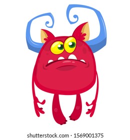 Funny cartoon monster. Vector illustration of cute monster character