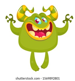 Funny cartoon monster. Vector illustration of cute monster character
