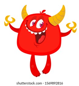 Funny cartoon monster. Vector illustration of cute monster character
