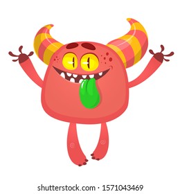 Funny cartoon monster. Vector illustration of cute monster character