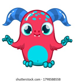 Funny cartoon monster. Vector illustration of cute monster creature