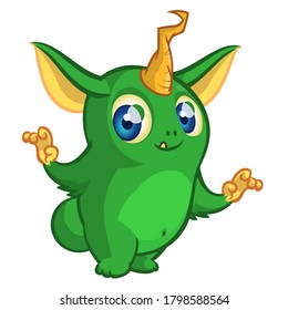 Funny cartoon monster. Vector illustration of cute monster creature